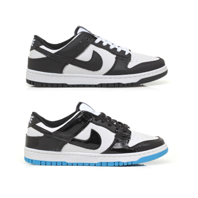 Kit 2 Pares Dunk Low Branco Preto E Branco Preto Verniz